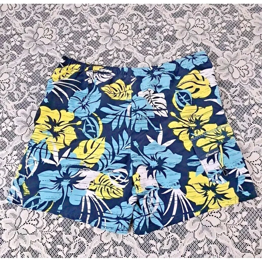 Ocean Core Swim Trunks Men's L Geometric Print‎ Board Shorts Drawstring  Pocket